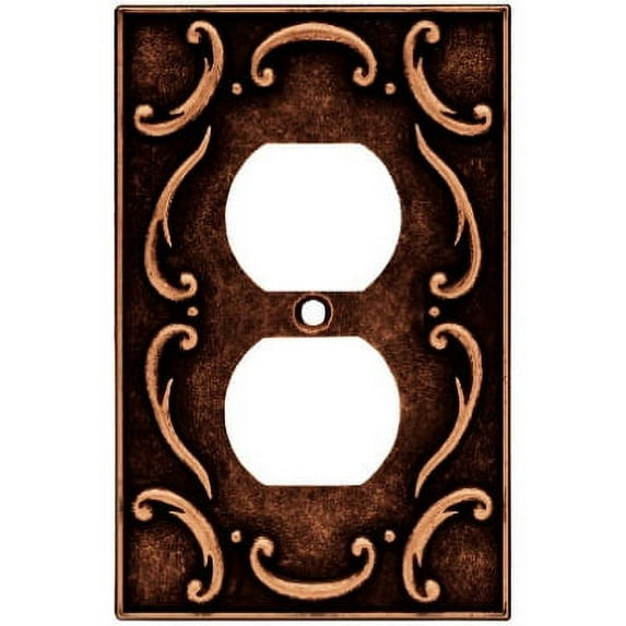 BRAINERD MFG CO/LIBERTY HDW Duplex Wall Plate, 1-Gang, French Lace, Sponged Copper Zinc