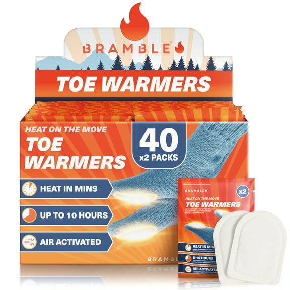 BRAMBLE 80 Foot Warmers & Toe Warmers - Disposable Air Activated Instant Heat Packs (40 Pairs)