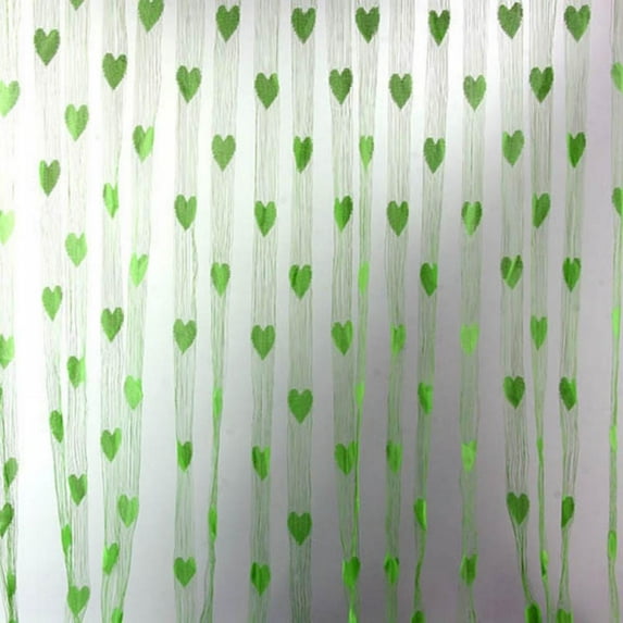 [BRAND CLEARANCE] 200X100CM Tassel String Door Curtain Line Curtain Heart Decor Window Room Divider String Curtain (Green)