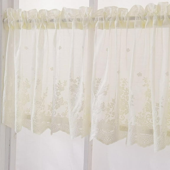 [BRAND CLEARANCE] Beige European Embroidered Tulle Curtain Home Window Decorative Curtains Living Room Curtain Home Decor (51.18x16.14)