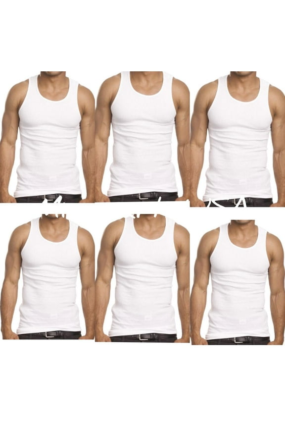 BRAND NEW 4 PK Mens WHITE Tank Top 100% Cotton A-Shirt  Ribbed Undershirt Pack SIZE -L WITH FREE SHIPPING
