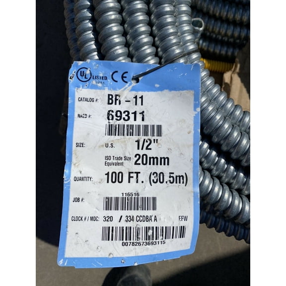BRAND NEW 69311 Electri-Flex Un-Jacketed Metallic Flexible Conduit, BR-11 Series
