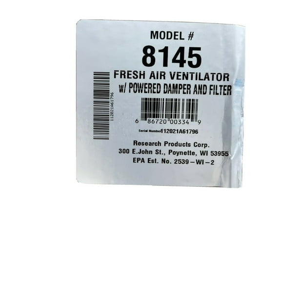BRAND NEW, 8145, APRILAIRE FRESH AIR VENTILATOR WITH POWERED DAMPER AND FILTER,