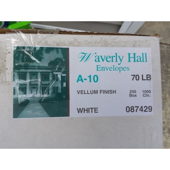 BRAND NEW BOX 250 Opaque WHITE Vellum Finish 70 LB A-10 ENVELOPES 6" X 9-1/2"
