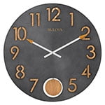 Flatiron 19.5" Round Burnished Steel and Oak Wall Clock