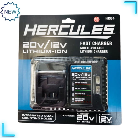 BRAND NEW Hercules 20V / 12V Multi Voltage Fast Battery Charger Lithium-Ion