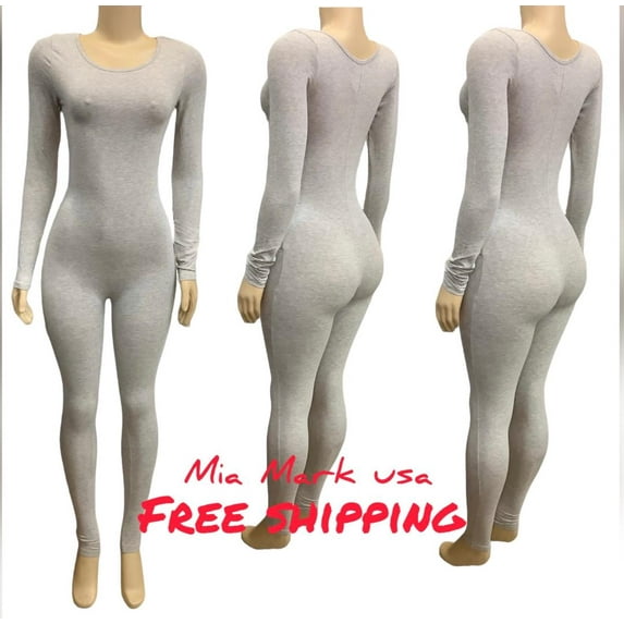 BRAND NEW LADIES LONG SLEEVE BODYCON JUMPSUIT SIZE -L WITH FREE SHIPPING