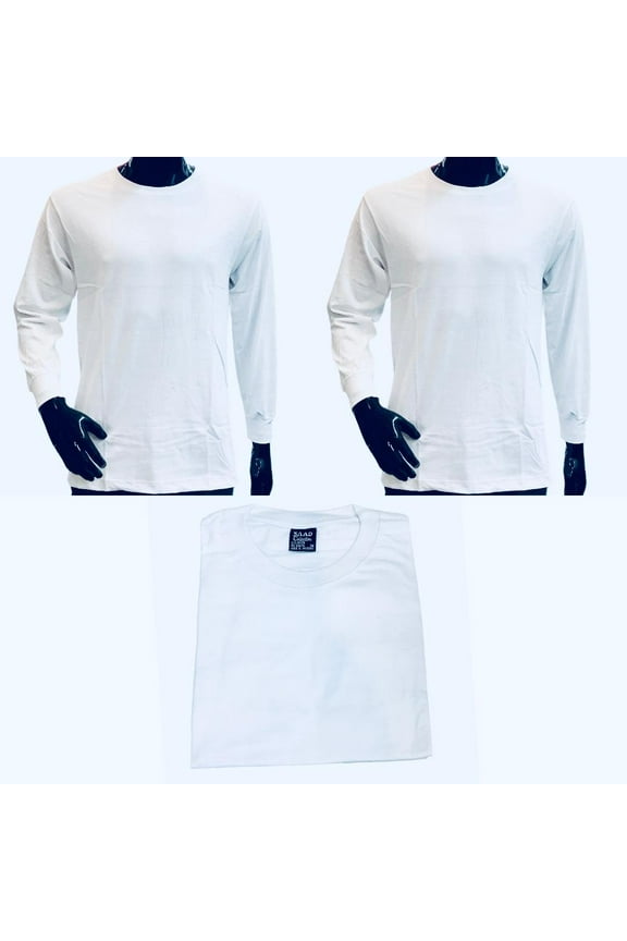 BRAND NEW MENS 3 PACK LONG SLEEVE CREW NECK 100% PURE COTTON T-SHIRTS SIZE XL WITH FREE SHIPPING