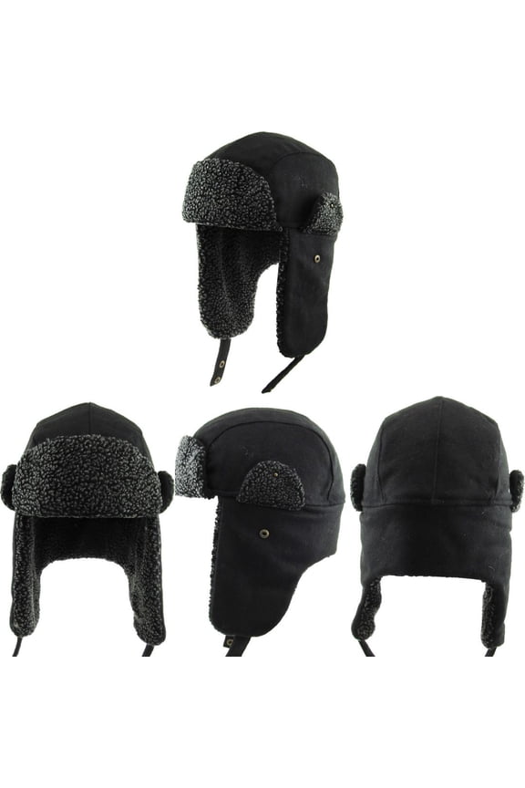 BRAND NEW UNISEX WOOL BLEND BOMBER WARM WINTER TRAPPER HAT ONE SIZE WITH FREE SHIPPING