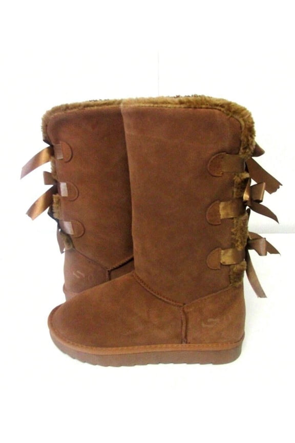 BRAND NEW WOMEN CLASSIC THREE BOWS TALL BOOT TAN 4561 ORIGINAL