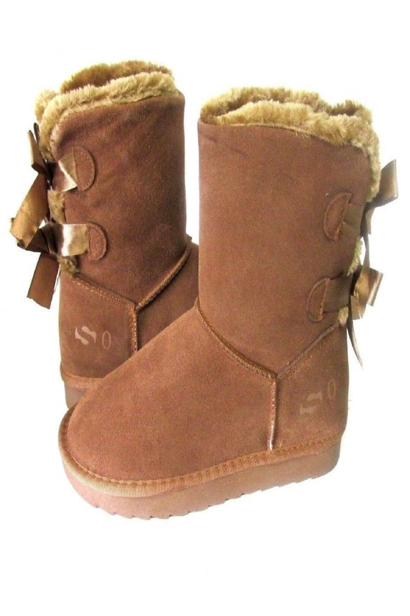BRAND WOMEN CLASSIC TWO BOWS SHORT BOOT TAN 3451 ORIGINAL