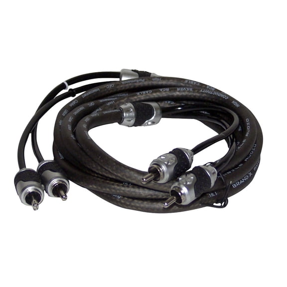 BRAND-X XXL12RCASQ - 12' Foot Hi-End Black/Silver Stereo RCA Cable