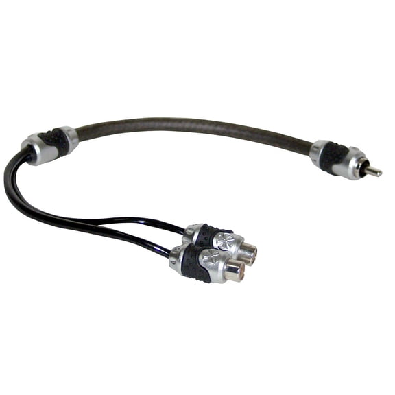 BRAND-X XXLYFMSQ - 1' Foot Black/ Silver Dual Female to Single Male RCA ''Y'' Adaptor