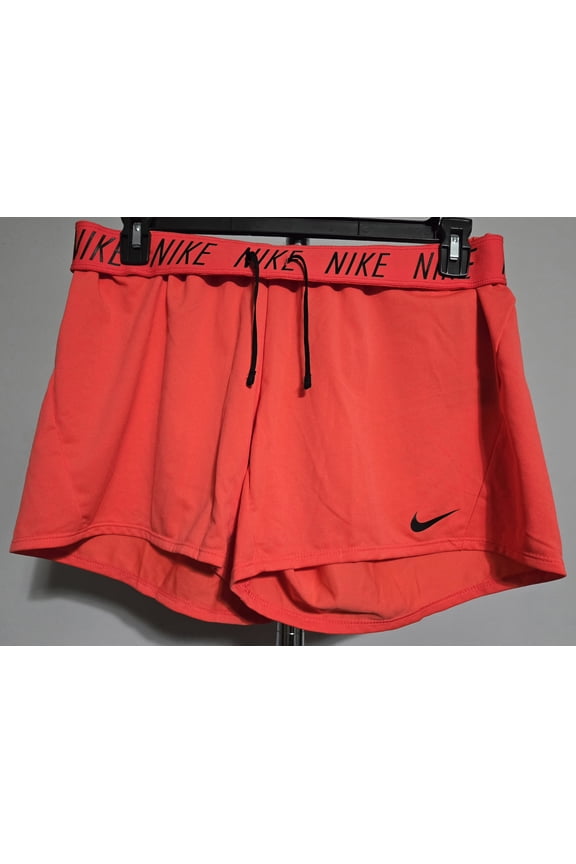 BRANDED WOMENS ATHLETIC SHORT SHORTS SIZE L BRIGHT PEACH BLK NIKE SWOOSH, NIKE CQ0057-850