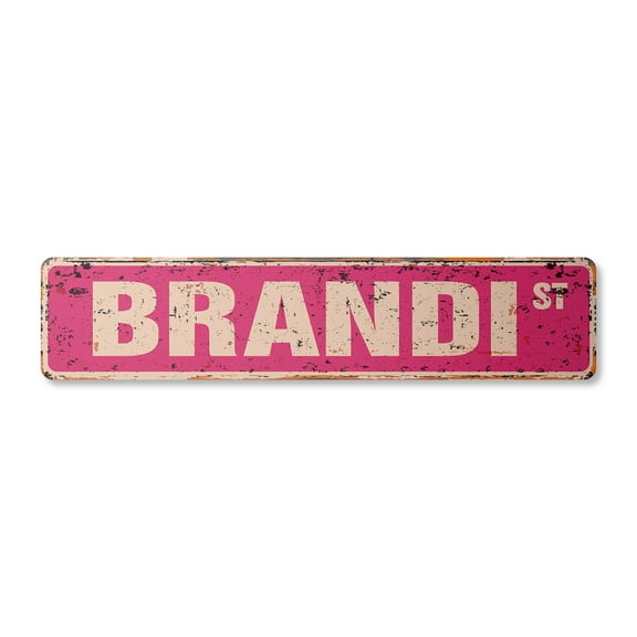 BRANDI Vintage Aluminum Street Sign Childrens Name Room Metal Sign rustic metal tin | Indoor/Outdoor | 24" Wide