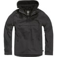 thumbnail image 1 of BRANDIT INDIVIDUAL WEAR Adult Male Fleece-Lined Quarter Zip Windbreaker Pullover, Black, Size: S, 1 of 6