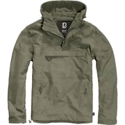 BRANDIT INDIVIDUAL WEAR Adult Male Fleece-Lined Quarter Zip Windbreaker Pullover, Olive, Size: 3XL