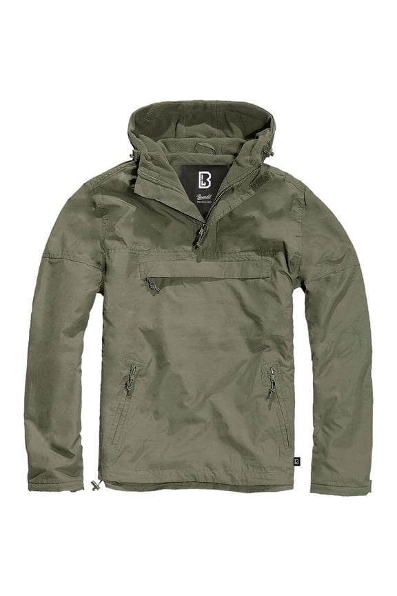 Adult Male Fleece-Lined Quarter Zip Windbreaker Pullover, Olive, Size: 4XL