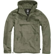 BRANDIT INDIVIDUAL WEAR Adult Male Fleece-Lined Quarter Zip Windbreaker Pullover, Olive, Size 4XL