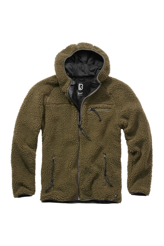 Adult Male Hooded Fleece Full Zip Jacket, Color: Olive, Size: L