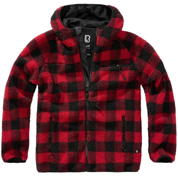 BRANDIT INDIVIDUAL WEAR Adult Male Hooded Fleece Full Zip Jacket, Color: Red Black Ch, Size: L