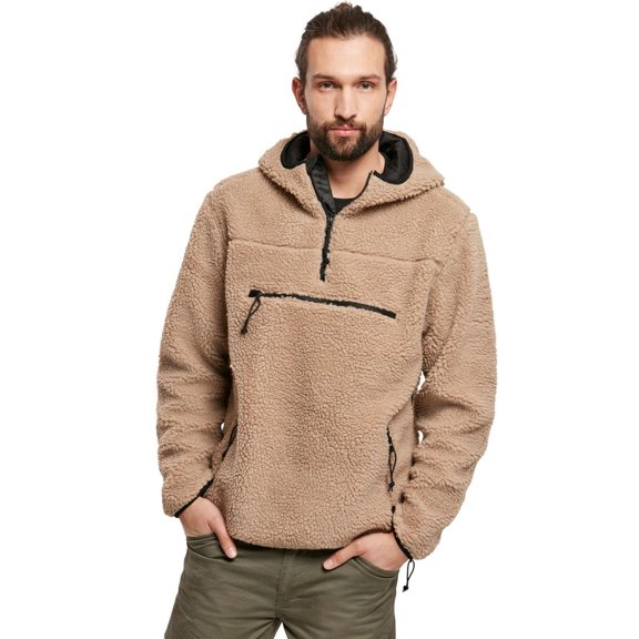 BRANDIT INDIVIDUAL WEAR Adult Male Hooded Fleece Quarter Zip Pullover, Color: Camel, Size: M