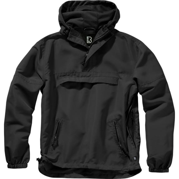 BRANDIT INDIVIDUAL WEAR Adult Male Light Windbreaker Quarter Zip Pullover, Color: Black, Size: 3XL