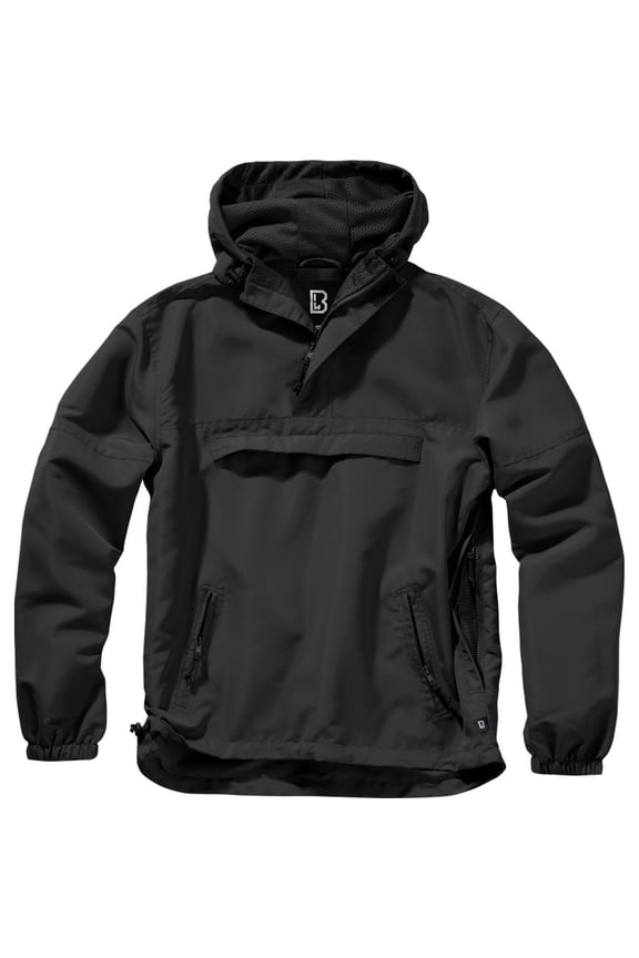 Adult Male Light Windbreaker Quarter Zip Pullover, Color: Black, Size: S