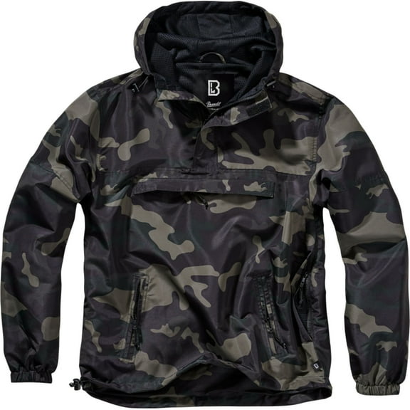 BRANDIT INDIVIDUAL WEAR Adult Male Light Windbreaker Quarter Zip Pullover, Color: Dark Camo, Size: S