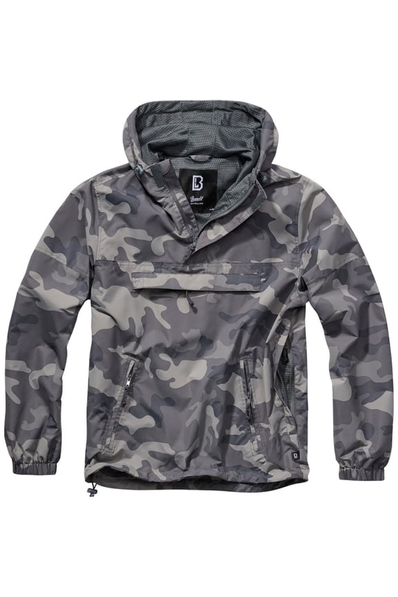 Adult Male Light Windbreaker Quarter Zip Pullover, Color: Gray Camo, Size: S