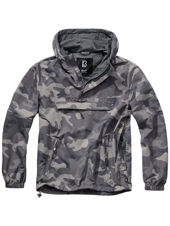 Adult Male Light Windbreaker Quarter Zip Pullover, Color: Gray Camo, Size: S