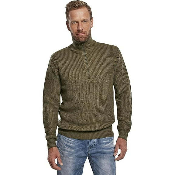 BRANDIT INDIVIDUAL WEAR Adult Male Marines Quarter Zip Sweater, Color: Olive, Size: M