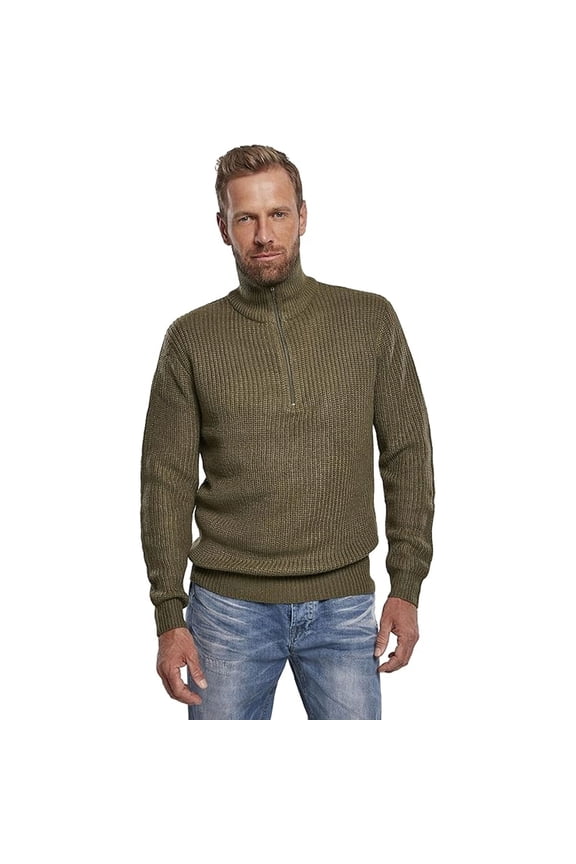 Adult Male Marines Quarter Zip Sweater, Color: Olive, Size: M