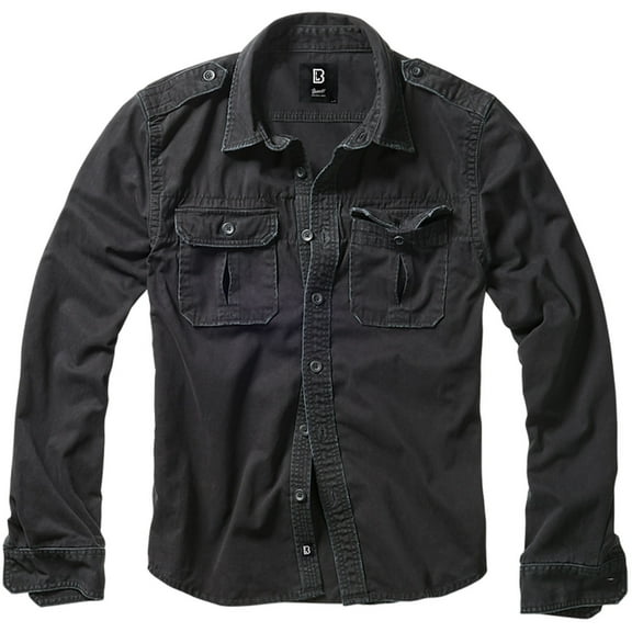 BRANDIT INDIVIDUAL WEAR Adult Male Rugged Long Sleeve Shirt, Color: Black, Size: 3XL