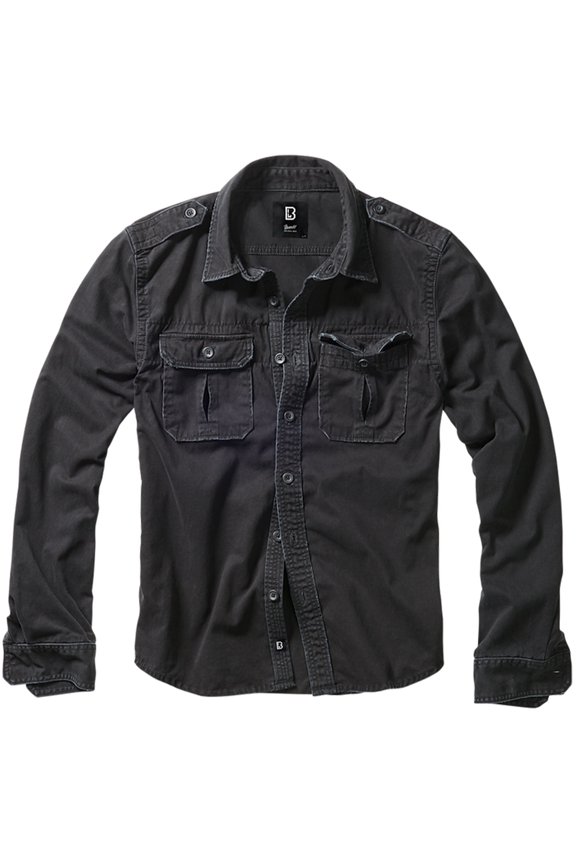 Adult Male Rugged Long Sleeve Shirt, Color: Black, Size: L