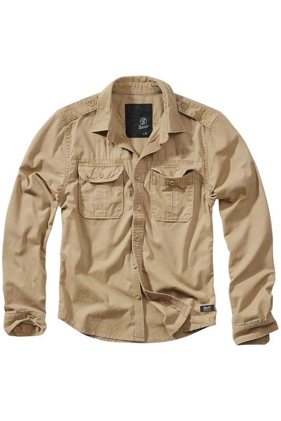 Adult Male Rugged Long Sleeve Shirt, Color: Camel, Size: XL