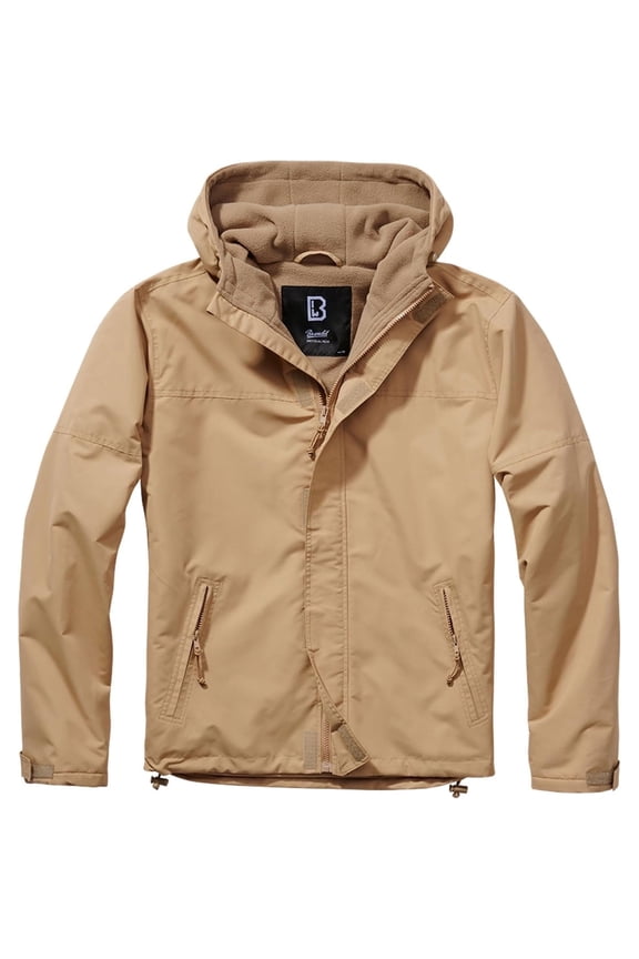 Adult Male Windbreaker Fleece-Lined Full Zip Jacket, Camel, Size: L