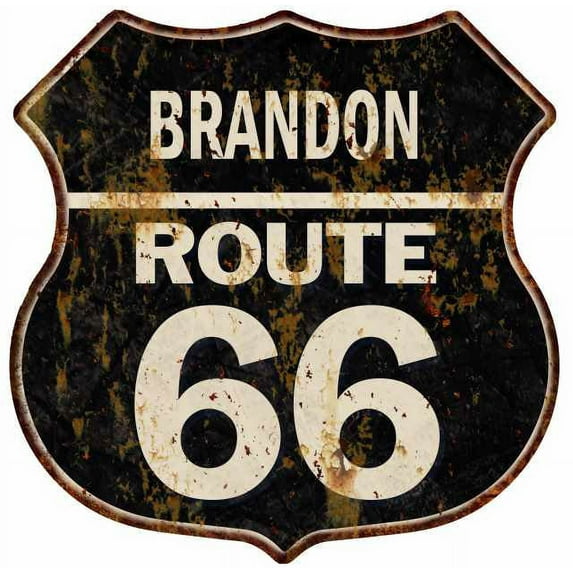 BRANDON Route 66 Sign Shield Metal Gift Man Cave Gift 211110004377
