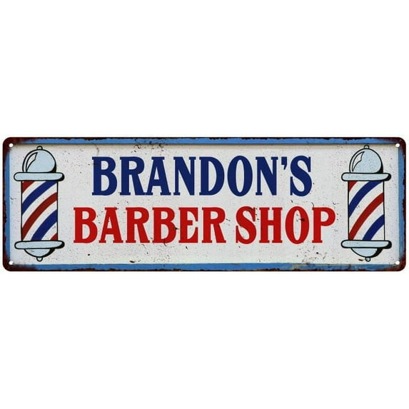 BRANDON'S Barber Shop Hair Salon Metal Sign Retro 6x18 106180031053