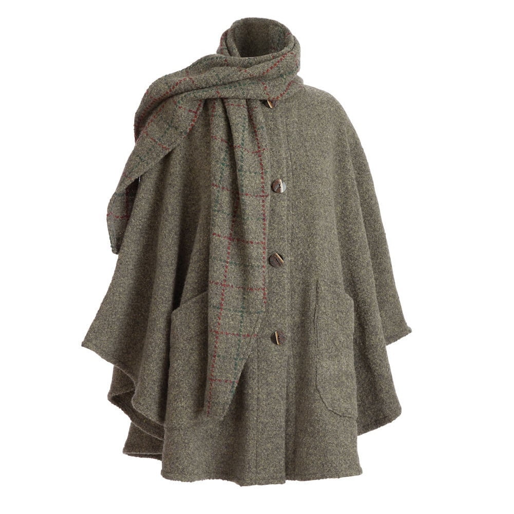 BRANIGAN WEAVERS Womens Cape Coat Wool Alpaca Poncho Button