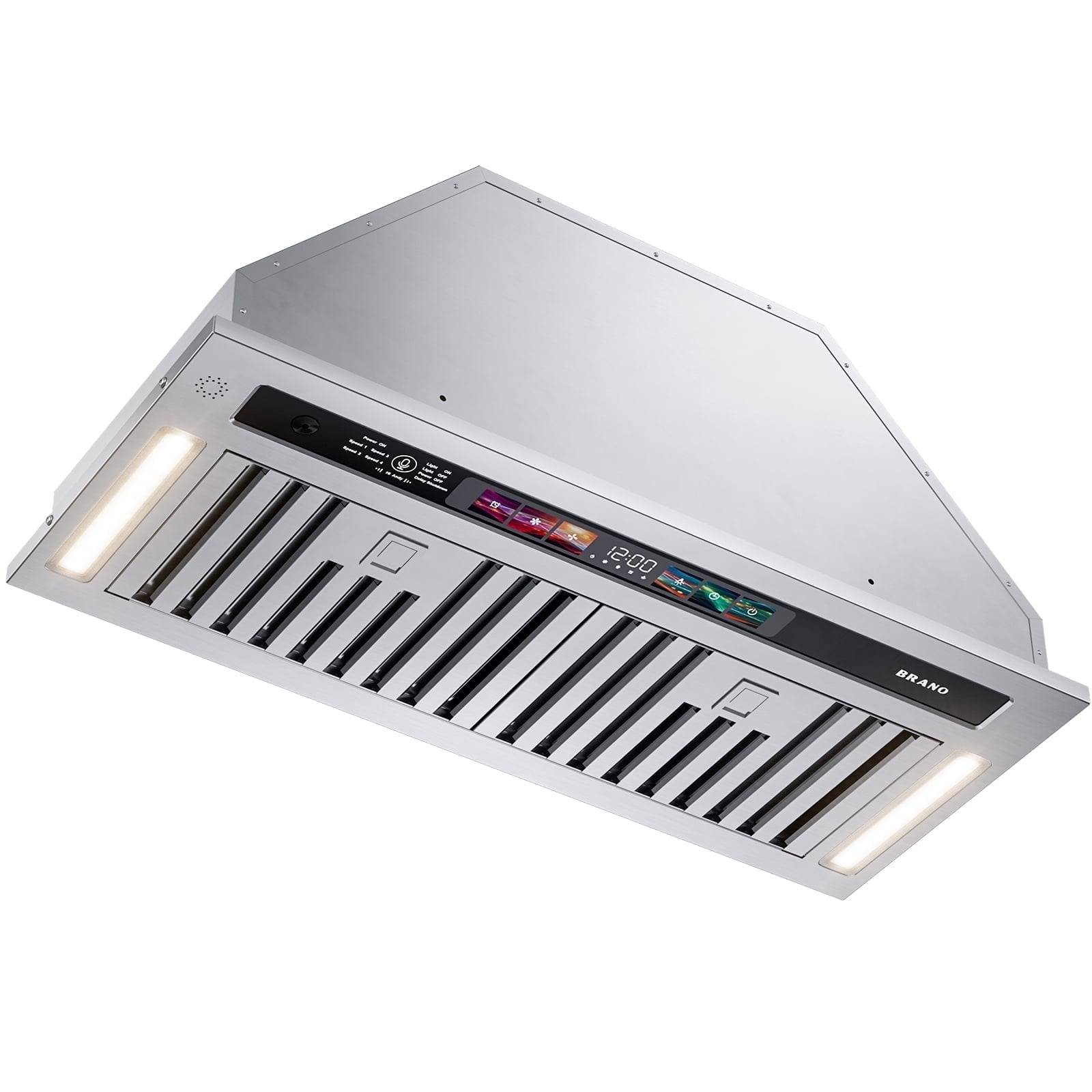 BRANO 30 Inch Range Hood Insert,900 CFM Smart Voice/Gesture/Touch Control,with 4 Speed Exhaust Fan