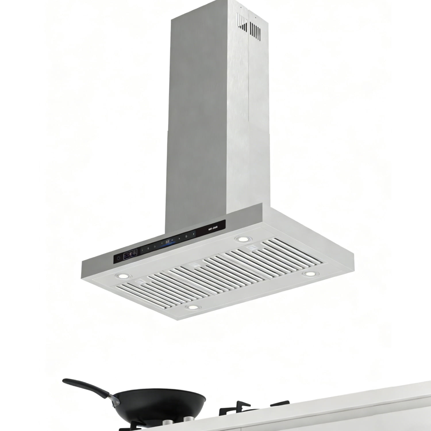BRANO 30-inch Island Range Hood with Ducted/Ductless Option, 900 CFM, Smart Voice/Gesture/Touch Control - Stainless Steel