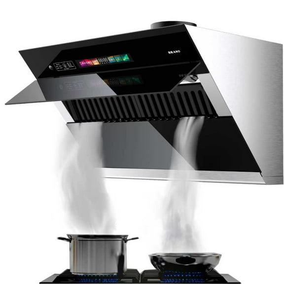 BRANO 30 inch Range Hood Stainless Steel Kitchen Hood, 900CFM, Voice/Gesture Sensing, Touch Control, Side-Draft Design