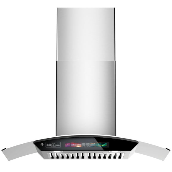 BRANO 30 inch Wall Mount Range Hood 900 CFM, Voice/Gesture/Touch Control, Stainless Steel Kitchen Hood Vent with 4 Speed Exhaust Fan, Adjustable Lights, Memory Mode
