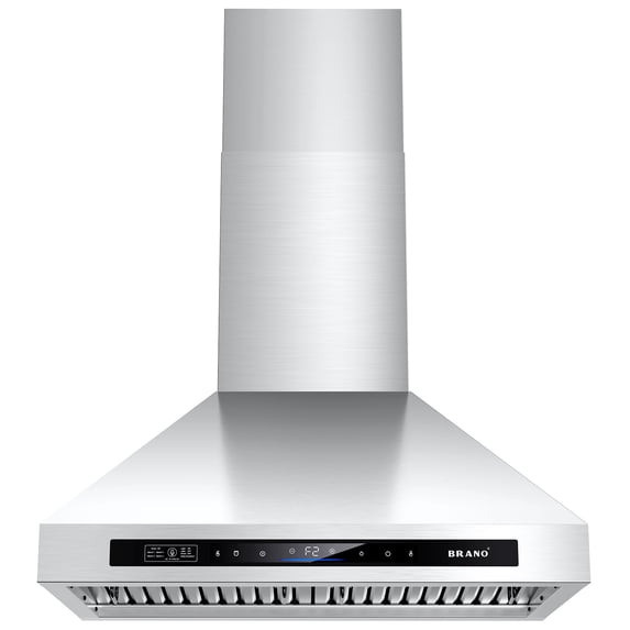 BRANO | 36" 900 CFM Convertible Wall-Mounted Range Hood — Voice & Gesture Control — Includes Carbon Filter and LED Lights