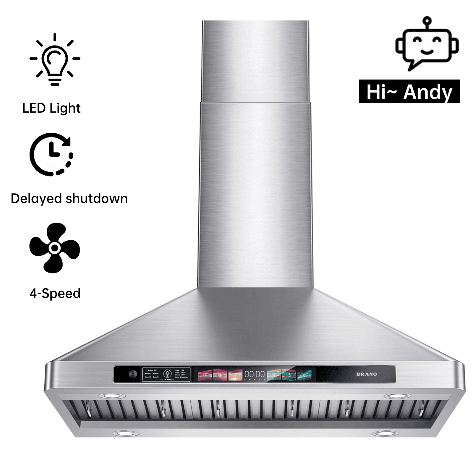 36-Inch Stainless Steel Convertible Wall Mount Range Hood with Charcoal Filter