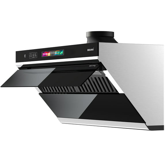 BRANO 36 inch 900 CFM Under Cabinet Range Hood Kitchen Hood with 4 LED Lights and Charcoal Filter, Voice/Gesture/Touch Control