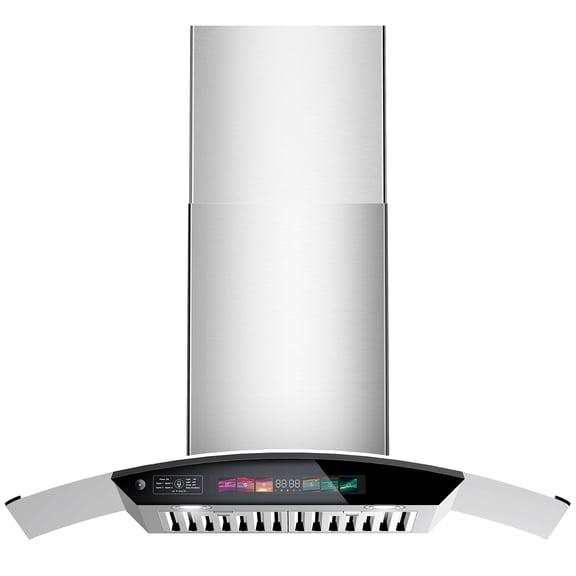 BRANO 36 inch Wall Mount Range Hood 900 CFM, Voice/Gesture/Touch Control, Stainless Steel Kitchen Hood Vent with 4 Speed Exhaust Fan
