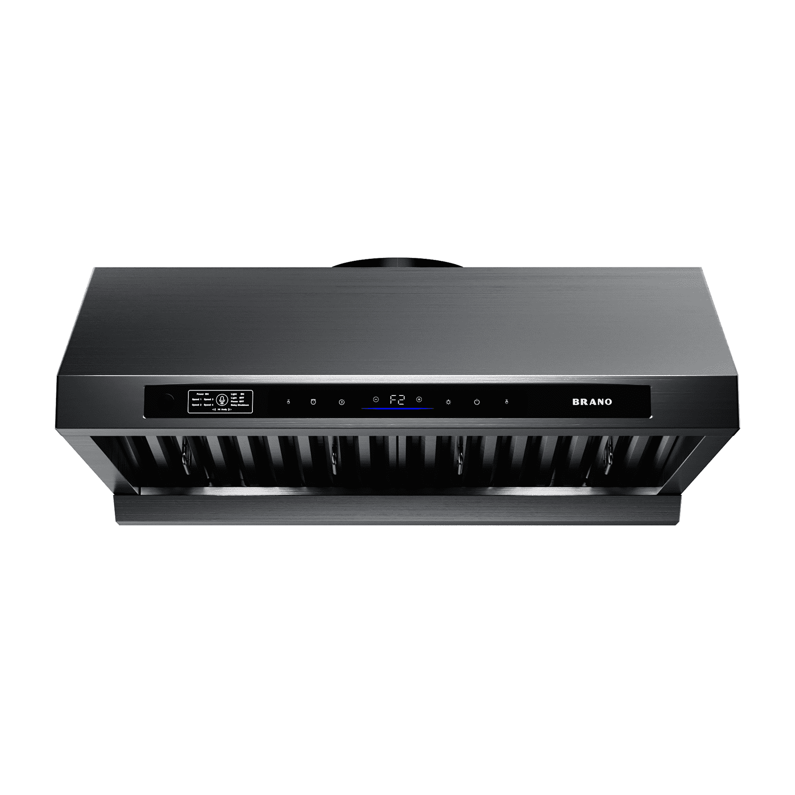 BRANO 30inch Under Cabinet Range Hood 1200 CFM Stainless Steel Ducted Vent Hood with Voice Control, PVD Titanium Plated Finish, 6 Speed, DC Motor
