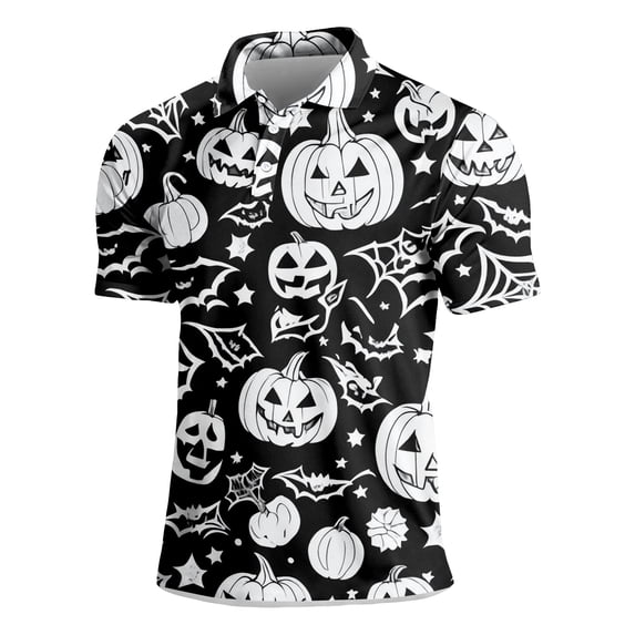 BRANROY Halloween Novelty Shirts for Men - Short Sleeve Button Down Casual Hawaiian Summer Tops with Funny Graphic Print and Breathable Material for Holiday and Daily Use,White M